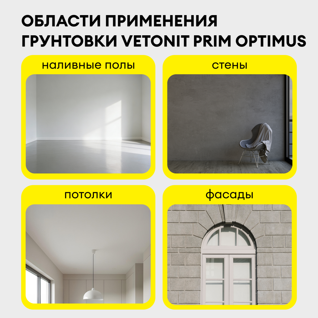 Vetonit прим оптимус 10л грунтовка глубокого проникновения